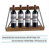 Compact Iron & Wood Slanted Red Wine Display Rack 35.6*27*17.8 cm