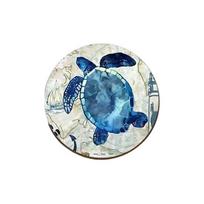 Sea Turtle Coaster, Ocean Beach Themed Wood Drink Mat for Home Cafe, Non Slip Heat Insulation Table Decor H