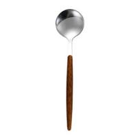 Stainless Steel Coffee Spoon with Wood Grain Handle, Small Stirring Spoon, Rustic Teaspoon for Dessert Ice Cream, Kitchen Tool kava