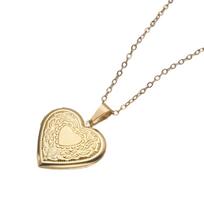 Elegant Choker Heart Shaped Locket Pendant Necklace Adjustable Length Clavicle Chain Ornament Fade Resistant Ornament 1 auksas