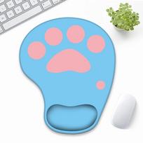 Cute Cat Paw Wrist Rest Mouse Pad Silicone Non Slip Gaming Mousepad Comfortable Kawaii Hand Support Mouse Mat šviesiai mėlyna spalva