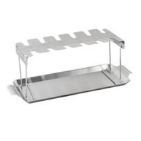Chicken Leg Rack for Grill 12 Slots Stainless Steel Drumstick Rack with Drip Tray Foldable Chicken Wing Rack for Even Cooking Easy Cleanup Grill