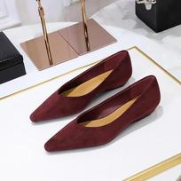Pointed Toe Simple Women's Low-heel Shoes Suede Shallow Mouth Single Shoes Wear Comfortable Fashion Solid Women's Casual Shoes 35