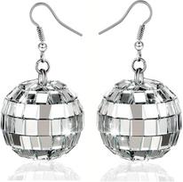 Disco Ball Earrings 20mm 70'S Disco Punk Earrings for Women Jewelry Gift for Women Party Jewelry gray