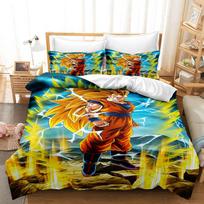 Goku Super Saiyan Antklodės užvalkalas Pagalvės užvalkalas Japoniškas Anime Dragon Ball Patalių komplektas 2/3 vnt. 3D atspaudai paaugliams Antklodės užvalkalas 100x135cm-2pcs