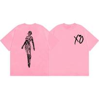 Rapper The Weeknd Merch T-shirt Men Women Clothing Fashion Hip Hop Short Sleeve T-shirts Summer Casual Loose 100%polyester T Shirts XS rožinė