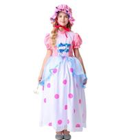 Halloween Children Adult Shepherdess Toy Story Cosplay Suit Pink Polka Dot Dress 120cm white