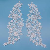 Water Soluble Lace Pair Flower Polyester Light Embroidery Pair Flower Patch Hollow Cloth Sticker Flower Diy Clothing Accessories Black And White White 30 * 10cm