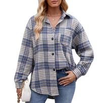 Rudens ir žiemos languoti flaneliniai marškiniai su sagomis XXL beige