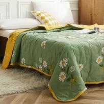 Daisy Spausdinti skiautiniai Vasariniai Antklodės Queen Mechanical Wash Minkštas Comforter Vienvietis Dvigubas Antklodė Antklodė Vaikams Suaugusiesiems 200x230cm Kelionės viešbutyje 80X100cm Thin Quilts beige