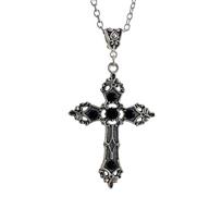 Punk Baroque Cross Pendant Necklace Fashion Gothic Choker Necklace with Crystals