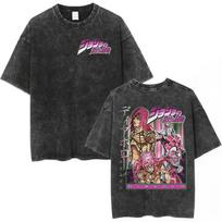 JoJos Bizarre Adventure Valentine Funny Printed Tee Men Women Washed Cotton Tshirts Manga Vintage T Shirt Harajuku Male Tshirt S black
