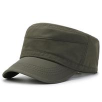 Adjustable Flat Peaked Cap Solid Color Men’s Sun Hat Casual Flat Top Hat  Male Female žalia