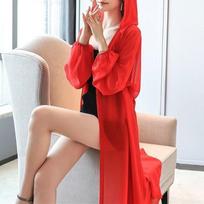 Summer Sun Protection Clothing Women Hooded Cardigan Female Chiffon Sunscreen Shirts Women Long Coat Ladies Shawl Outerwear S raudona