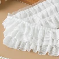 13CM Wide Embroidered Ruffle Trim White Black Lace Fabric Triming  DIY Dress balta