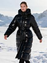 New Long Lace-up Slimming Duck Down Winter Jacket - Thickened and Customized XXL juoda
