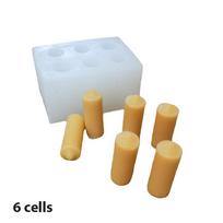 3D žvakių formos, silikoninės formos, rankų darbo „pasidaryk pats“ mini cilindrinis muilas, žvakės formos žvakių aromatas 6 cells