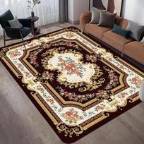 Classic Luxury European Floral Medallion Area Rug Non-Slip Floor Mat for Living Room Bedroom Elegant Victorian Home Decor 40X60CM