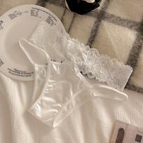 Stunning Low-Rise Japanese Lace Thong for Women - Breathable with Criss-Cross Cutout and Pure Cotton Crotch L
