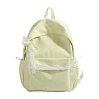 School bag, Japanese-style INS lace lace soft girl backpack, soft girl casual backpack, lightweight forest style student backpack small size single bag žalia