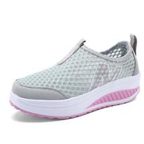 Sneakers for Women Summer Wedge Rocking Shoes Breathable Thick Soled Women's Shoes Slip on Lazy Shoes Mesh Casual Shoes 35