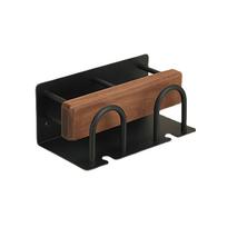 Double Electric Toothbrush Holder Stand in Natural Wood and Space Aluminum Perfect for Family Bathroom Storage A juoda