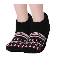 Retro Winter Slipper Socks Thickened Fleece Lined Low Cut Socks Socks with Grips Non-Slip Ankle Slipper S