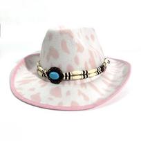 New Dairy Cow Printed Western Cowboy Hat Black And White Manufacturer Printed Top Hat Milk Color Double-Sided Jazz Hat M（56-58cm） rožinė