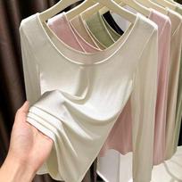 Pure Desire Low-Cut Backless Long-Sleeve Slim Fit Base Layer T-Shirt for Women – Autumn/Winter Korean Style S (30-40 kg)