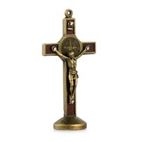 Fashion Car Ornament Metal Jesus Wood Cross Crucifix Auto Interior Dashboard Decoration Christian Jesus Ornaments Accessories bronza