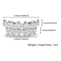 Atoztide CZ Stones Teeth Grillz Caps Cubic Zircon Iced Out Micro Pave Top Bottom Mouth Tooth Cap Removable Dental Jewelry Gift white