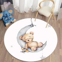 Cartoon Bear Balloon Round Carpet Kawaii Area Rugs Circle Carpets for Living Room Floor Mat Polyester Anti-Slip Mat for Children 60cm
