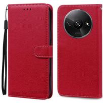 Dėklas Redmi A3 Odinis piniginės tipo atverčiamas dėklas Xiaomi Redmi A3 Apsauginis dėklas Fundas Coque skirtas Xiaomi Redmi A3 A 3 telefono dėklui For Redmi A3 (2024) tamsiai raudona spalva