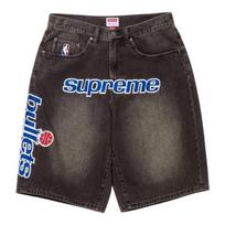 Supreme Mitchell Ness Washington Bullets Baggy Denim Short Washed Black 30