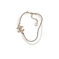 Chanel CC Fashionable Exquisite Personality Rhinestone Necklace Women necklace Gold ABA248-B10473-NM954 Gold,One Size beige