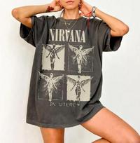 2026 Summer Nirvana Band Tshirt 100 Cotton Unisexs And Unisexs Short Sleeve Streetwear Loose Y2k Round Neck Shirt S