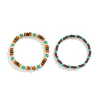 Retro 2pcs/set Simple Turquoise Men Bead Bracelets Wood Desinger Fashion Braid Beaded Bracelets Biker Accessories Unisex Gift 20cm
