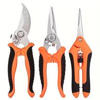 3Pcs Garden Pruning Shears Safe Lock Garden Scissors Set Handheld Clippers for Harvesting Picking Indoor Outdoor Greenhouse 3PCS orange