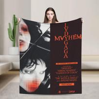 Lady Gaga Mayhem 2025 albumas Pledas Super minkštas pliušinis patalynės užtiesalas sofai, foteliui, kelionėms Flanelinis lovatiesis Lovos uždangalas 130x150cm black