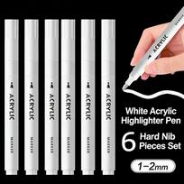 6pcs White Black Acrylic Marker Set,Brush Permanent Pen Art Supplies for Black Paper,Tire,Plastic,Stone,Painting for,Beginners gray