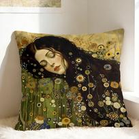 Gustav Klimt Art Pillow Cover  Print Cushion Cover Novelty Pillow Case For Sofa Couch Bed Living Room 30cmx30cm black