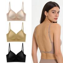 Seamless Low Back Bra Women Thin U-Shape Backless Convertible Straps Invisible Comfort Bra S