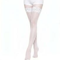 Ultra-Thin Lace Trim Thigh-High Silk Stockings - Cute & Sexy Plus Size for Spring/Summer One Size balta