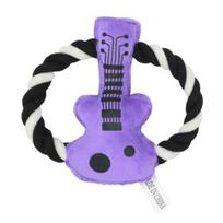 Naminių gyvūnų šunų šuniukų medvilninės virvės gitaros formos pliušinis lėlės cypsiantis metimo kandimo žaislas Guitar purple