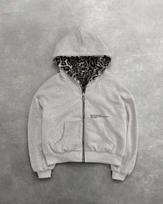 Women's Zip-Up Hooded Jacket with Leopard Print Lining, Available In Light Gray and Black Color Options S pilka spalva