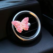 Beautiful Girl Car Air Freshener for Air Conditioning Vent Decoration, High-End and Cute Car Interior Accessory, Aroma Diffuser Stone Pink Gradient Butterfly [Air Outlet] black