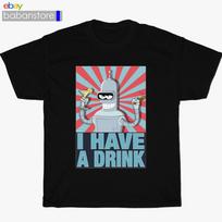 Naujas Futurama Benderis Geriantis Logotipas Juodi/Pilki/Tamsiai Mėlyni Marškinėliai Dydis S3XL Unisex Marškinėliai 5XL gray