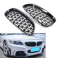 1 Pair Front Hood Single Line Grille Front Kidney Racing Grille Gloss Black 51137181547 51137181548 For BMW Z4 E89 2009-2016