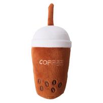 Pet Accessories Bubble Tea Shaped Dog Plush Toy Interactive Cup Puppy Squeaky Toys (Chocolate,12.7cm) šokoladas