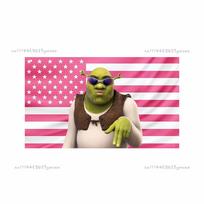 Funny Tapestry S-Shrek Meme Pink US Flags Funny Wall Background Cloth Movie Meme Bedroom Dorm Party Banner Home Decor Tapestries 100X70CM pink